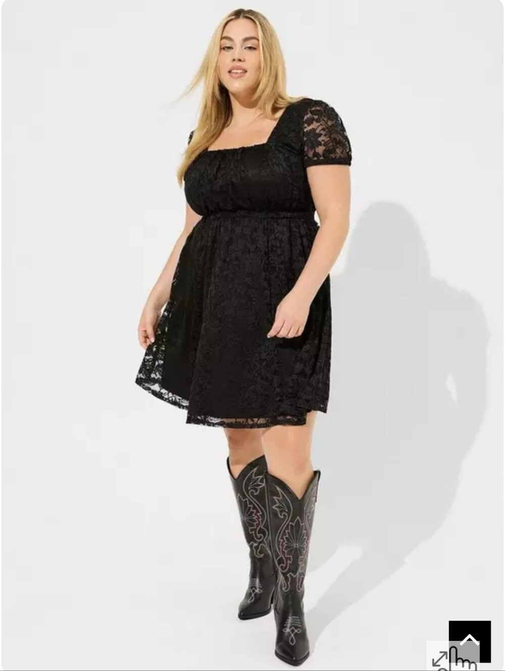 Torrid The Knee Lace Puff Sleeve Black Dress Size 1X